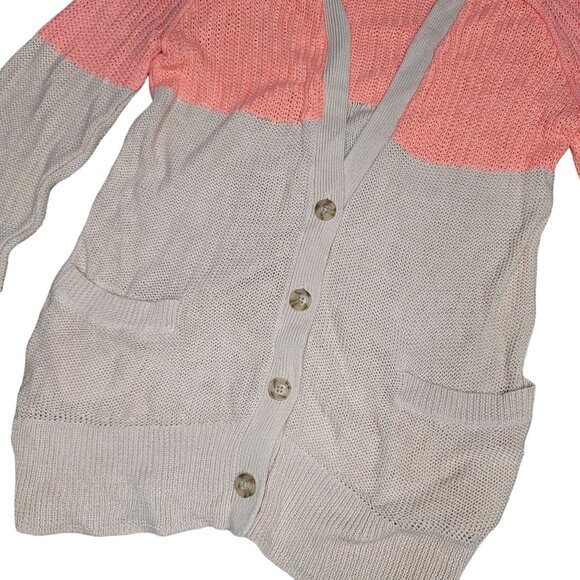 American Eagle Outfitters knit Cardigan S Button-Down Peach Beige Long Sleeve - Picture 4 of 6